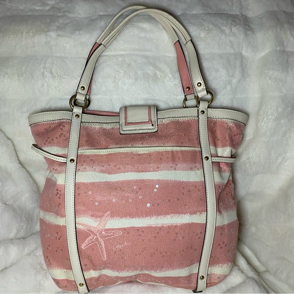 RARE NWOT COACH 19576 AUDREY MOTIF CANVAS
SEASHELL MEDIUM CINCHED TOTE - Picture 5 of 11